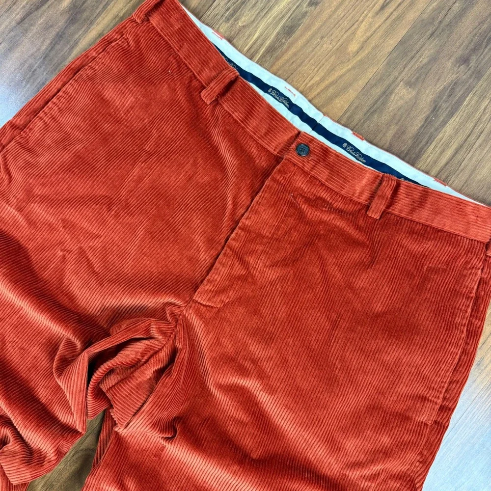 Brooks Brothers Hudson Baggy Corduroy Pants Mens 40x32 Orange Straight Wide Leg
